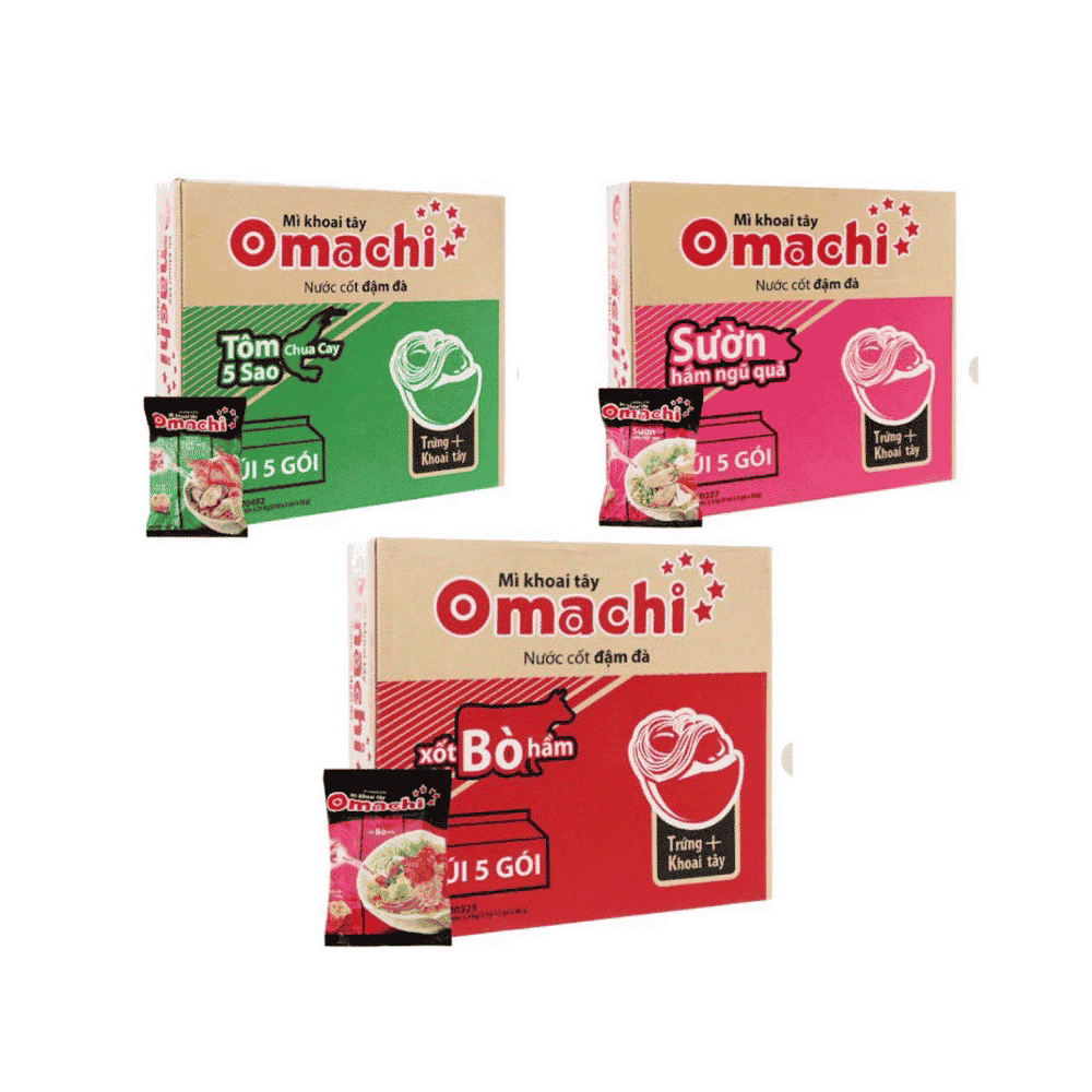 Omachi mì khoai tây vị bò/tôm/gà 30gx80g