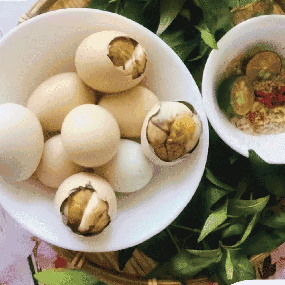 Hột gà lộn 30t/1vĩ , kèm rau răm